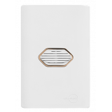 Cj Campainha Cigarra Bivolt (SOM) 4x2 - Novara Branco C/ Ouro Rose